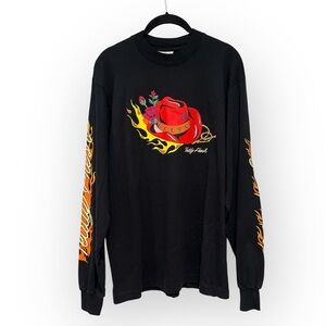 Teddy Fresh Crew Neck Long Sleeve Graphic Tee Black Small Made in USA